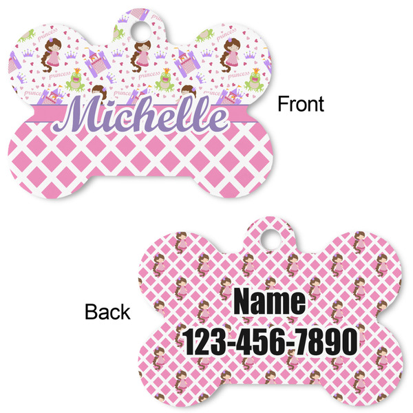 Princess & Diamond Print Bone Shaped Dog ID Tag - Large - Approval
