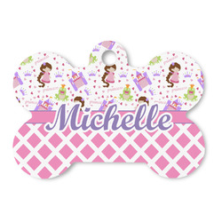 Princess & Diamond Print Bone Shaped Dog ID Tag (Personalized)