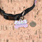 Princess & Diamond Print Bone Shaped Dog ID Tag - Small - In Context