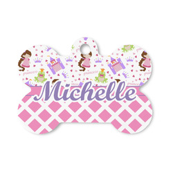Princess & Diamond Print Bone Shaped Dog ID Tag - Small (Personalized)
