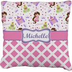 Princess & Diamond Print Faux-Linen Throw Pillow 16" (Personalized)