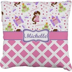 Princess & Diamond Print Faux-Linen Throw Pillow 20" (Personalized)
