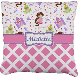 Princess & Diamond Print Faux-Linen Throw Pillow 20" (Personalized)