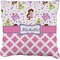 Princess & Diamond Print Faux-Linen Throw Pillow 20" (Personalized)