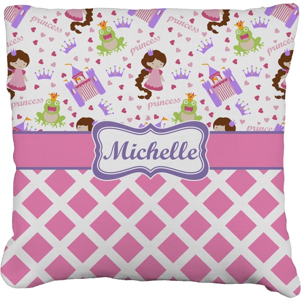 Custom Princess & Diamond Print Faux-Linen Throw Pillow 26" (Personalized)