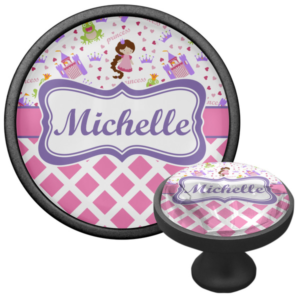 Princess & Diamond Print Cabinet Knob - Black - Multi Angle