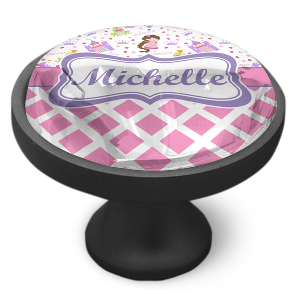 Princess & Diamond Print Cabinet Knob - Black - Side
