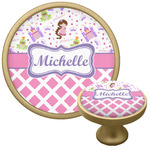 Princess & Diamond Print Cabinet Knob - Gold (Personalized)