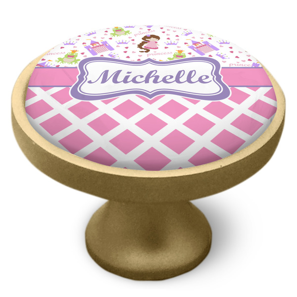 Princess & Diamond Print Cabinet Knob - Gold - Side
