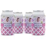 Princess & Diamond Print Can Cooler (12 oz) - Set of 4 w/ Name or Text