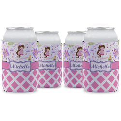 Princess & Diamond Print Can Cooler (12 oz) - Set of 4 w/ Name or Text