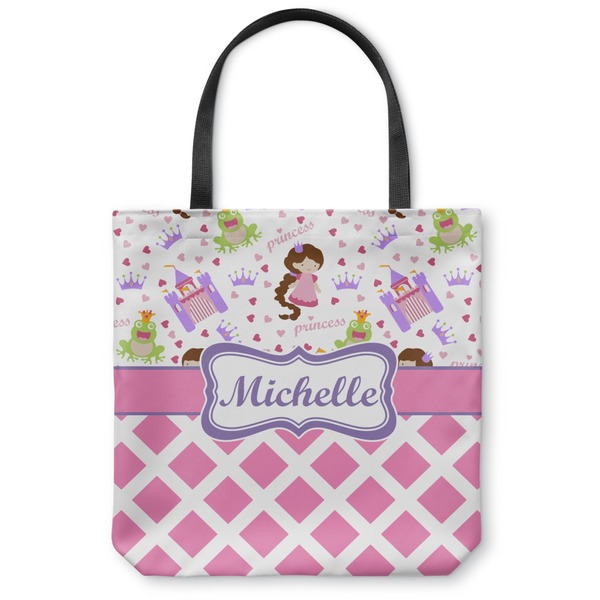 Custom Princess & Diamond Print Canvas Tote Bag - Medium - 16"x16" (Personalized)