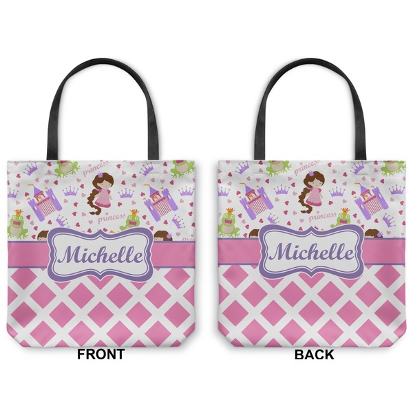 Princess & Diamond Print Canvas Tote - Front and Back
