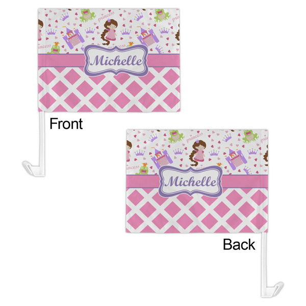 Princess & Diamond Print Car Flag - 11" x 8" - Front & Back View