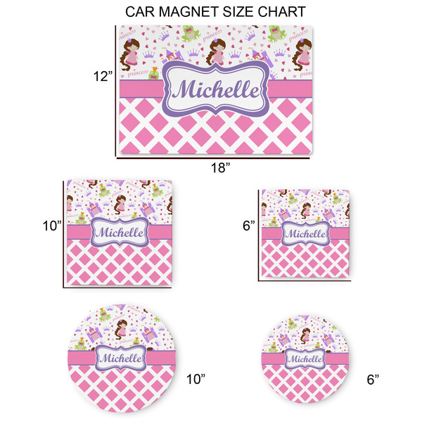 Princess & Diamond Print Car Magnets - SIZE CHART
