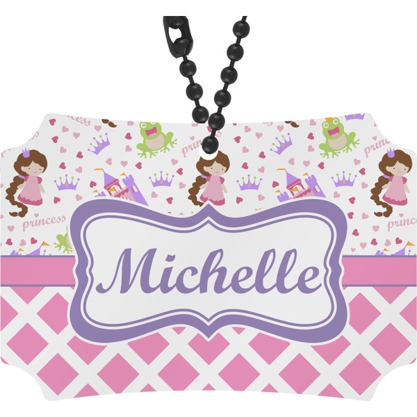 Custom Princess & Diamond Print Rear View Mirror Ornament (Personalized)