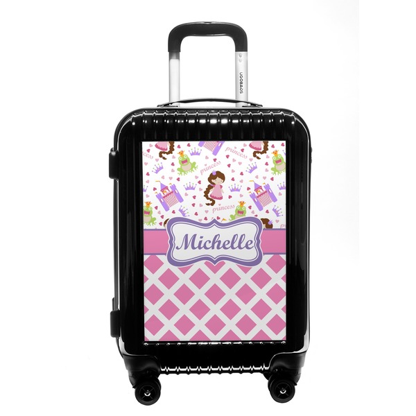 Custom Princess & Diamond Print Carry On Hard Shell Suitcase (Personalized)