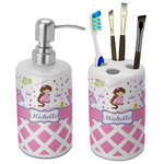 Princess & Diamond Print Ceramic Bathroom Accessories Set (Personalized)