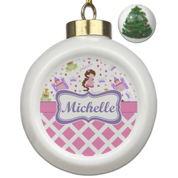 Princess & Diamond Print Ceramic Ball Ornament - Christmas Tree (Personalized)
