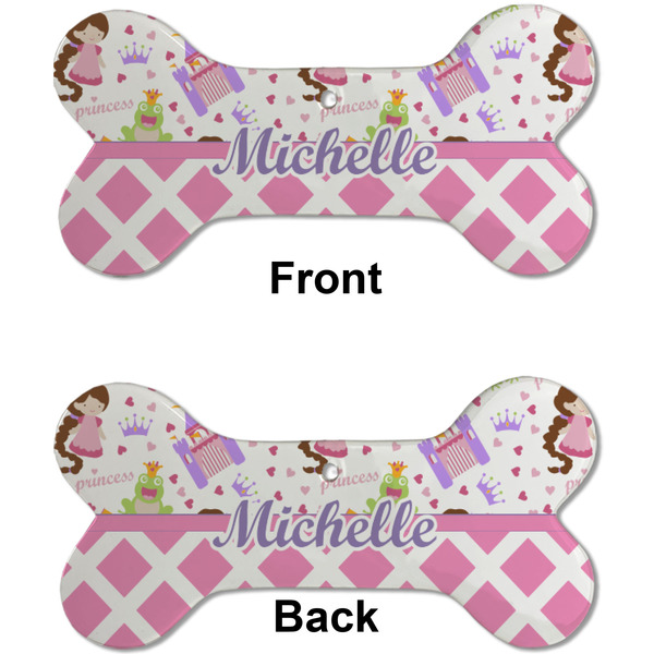 Princess & Diamond Print Ceramic Flat Ornament - Bone Front & Back (APPROVAL)