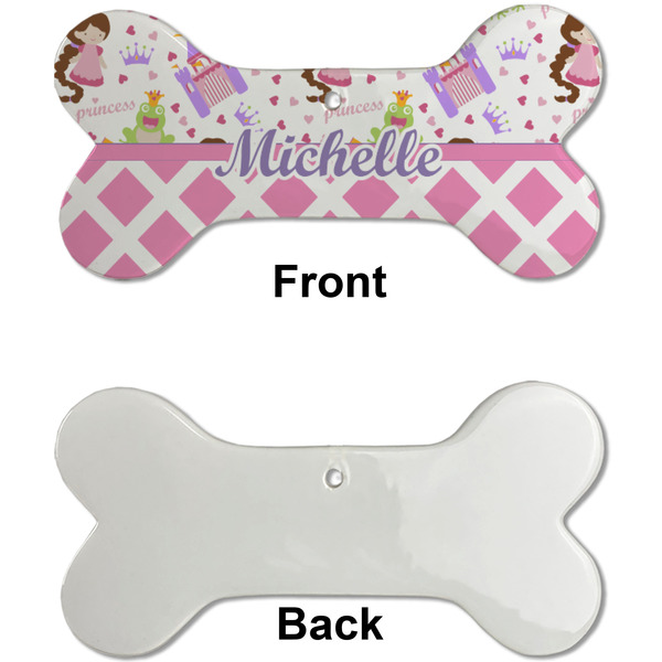 Princess & Diamond Print Ceramic Flat Ornament - Bone Front & Back Single Print (APPROVAL)