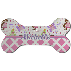 Princess & Diamond Print Ceramic Dog Ornament - Front w/ Name or Text