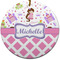 Princess & Diamond Print Round Ceramic Ornament w/ Name or Text