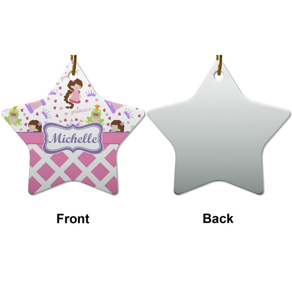 Princess & Diamond Print Ceramic Flat Ornament - Star Front & Back (APPROVAL)