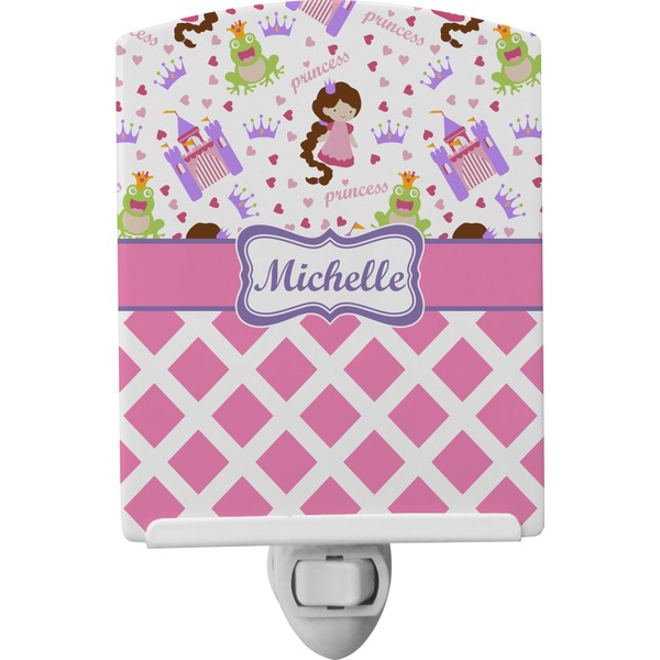 Custom Princess & Diamond Print Ceramic Night Light (Personalized)