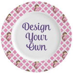 Princess & Diamond Print Ceramic Dinner Plates (Set of 4) (Personalized)