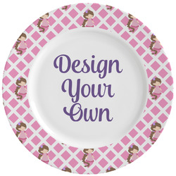 Princess & Diamond Print Ceramic Dinner Plates (Set of 4) (Personalized)