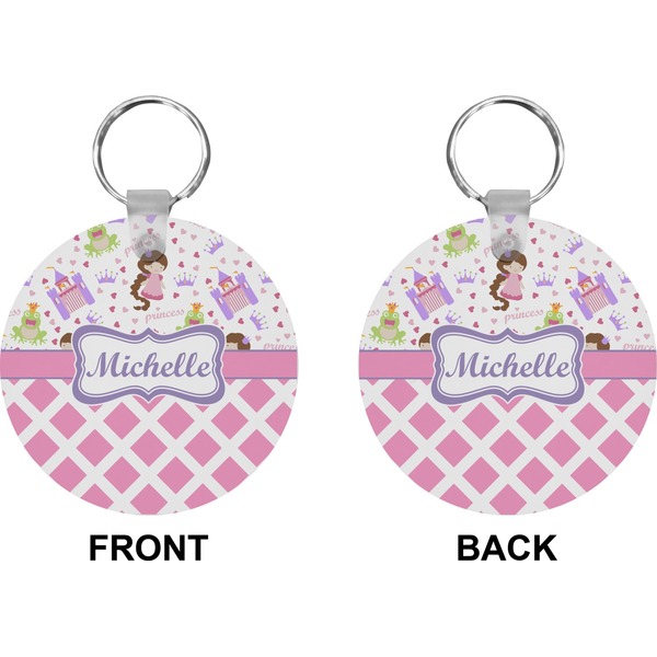 Princess & Diamond Print Circle Keychain (Front + Back)
