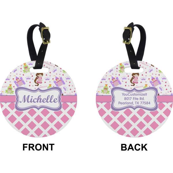 Princess & Diamond Print Circle Luggage Tag (Front + Back)