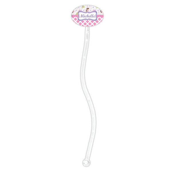 Princess & Diamond Print Clear Plastic 7" Stir Stick - Oval - Single Stick