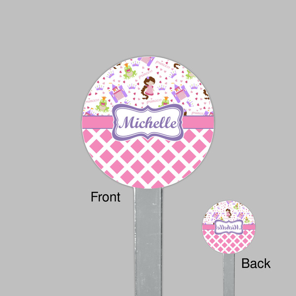 Princess & Diamond Print Clear Plastic 7" Stir Stick - Round - Front & Back