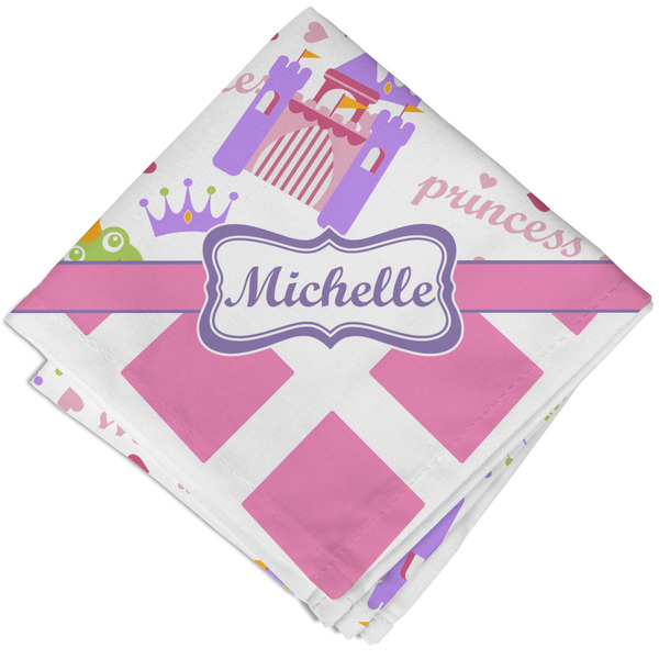 Custom Princess & Diamond Print Cloth Cocktail Napkin - Single w/ Name or Text