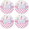 Princess & Diamond Print Coaster Round Rubber Back - Apvl