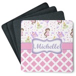 Princess & Diamond Print Square Rubber Backed Coasters - Set of 4 (Personalized)