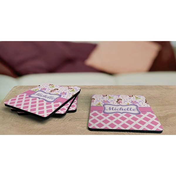 Princess & Diamond Print Coaster Rubber Back - On Coffee Table