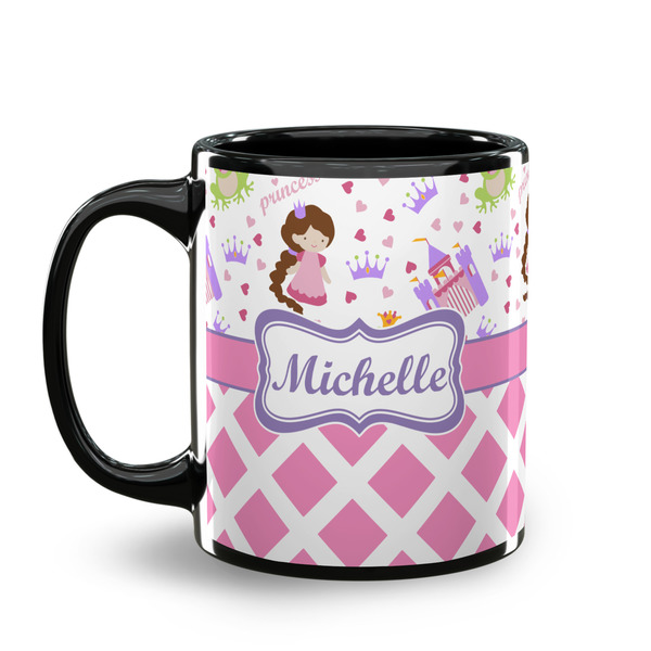 Princess & Diamond Print Coffee Mug - 11 oz - Black