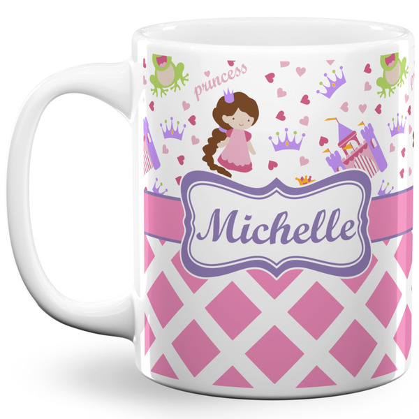 Custom Princess & Diamond Print 11 Oz Coffee Mug - White (Personalized)
