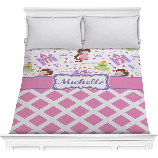 Custom Princess & Diamond Print Comforter - Full / Queen (Personalized)