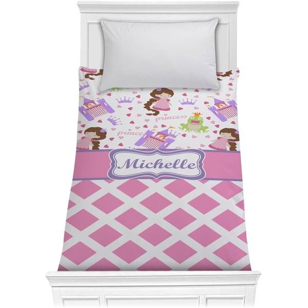 Custom Princess & Diamond Print Comforter - Twin XL (Personalized)