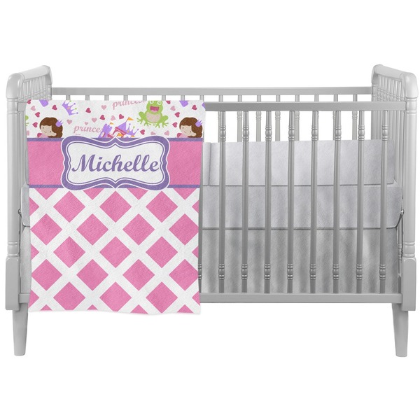 Custom Princess & Diamond Print Crib Comforter / Quilt (Personalized)