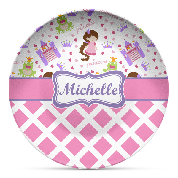 Custom Princess & Diamond Print Microwave Safe Plastic Plate - Composite Polymer (Personalized)