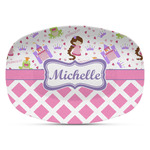 Princess & Diamond Print Plastic Platter - Microwave & Oven Safe Composite Polymer (Personalized)
