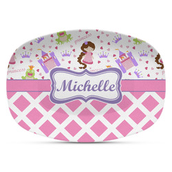 Princess & Diamond Print Plastic Platter - Microwave & Oven Safe Composite Polymer (Personalized)