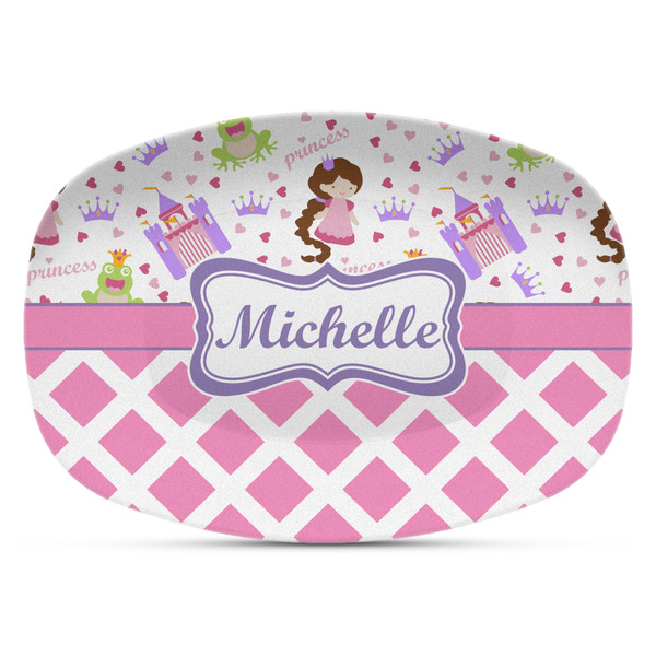 Custom Princess & Diamond Print Plastic Platter - Microwave & Oven Safe Composite Polymer (Personalized)