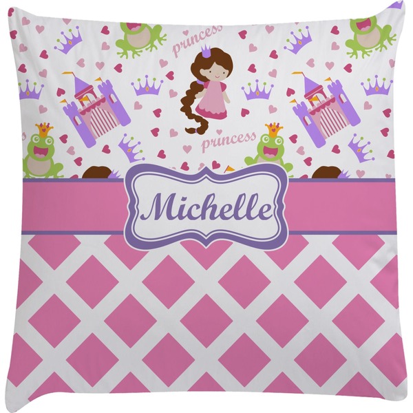 Custom Princess & Diamond Print Decorative Pillow Case (Personalized)