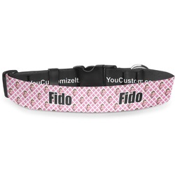 Princess & Diamond Print Deluxe Dog Collar - Large (13" to 21") (Personalized)